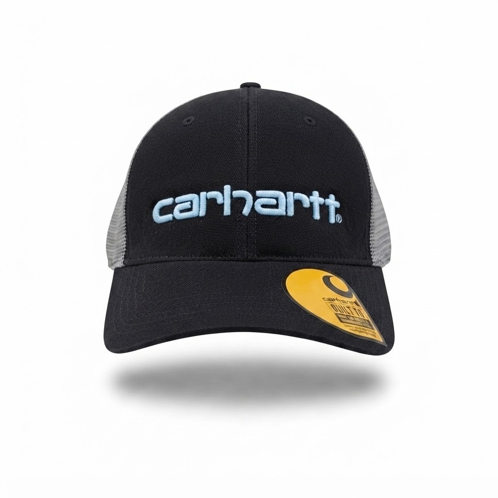Carhartt Trucker Hat Mens OS Black AH1195-M Canvas Mesh Back Logo Cap *NEW*
